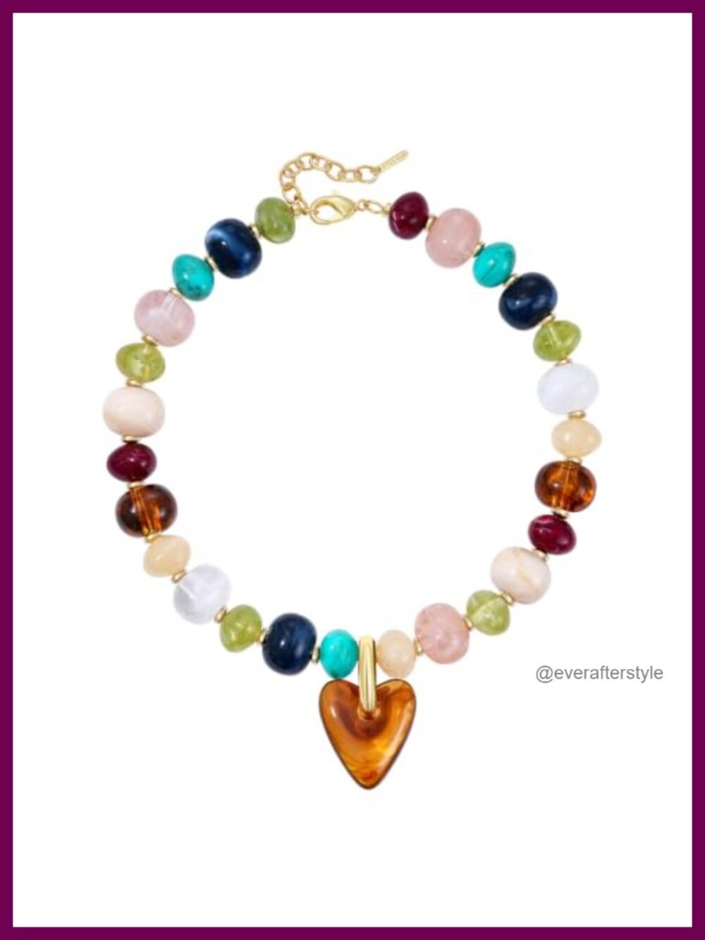 Chunky Resin Beaded Necklace Bracelet Set Gold Spacer Adjustable Women Jewelry